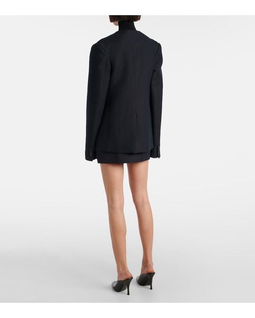 Khaite Blue Jameson Pinstripe Wool-Blend Jacket