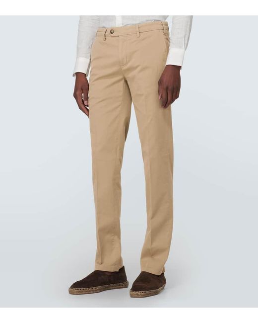 Pantalones chinos de sarga de algodon Canali de hombre de color Natural