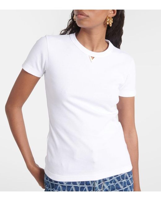 T-shirt in jersey di cotone di Valentino in White