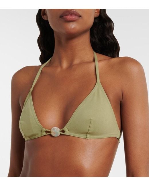 Eres Green Alva Embellished Bikini Top