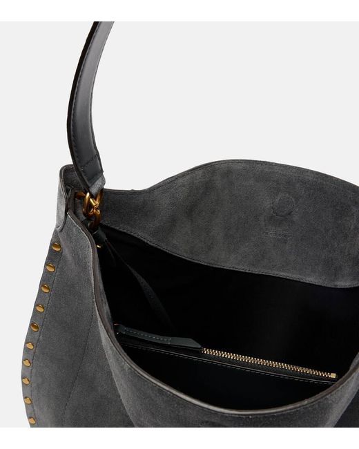 Isabel Marant Gray Oskan Soft Medium Suede Shoulder Bag