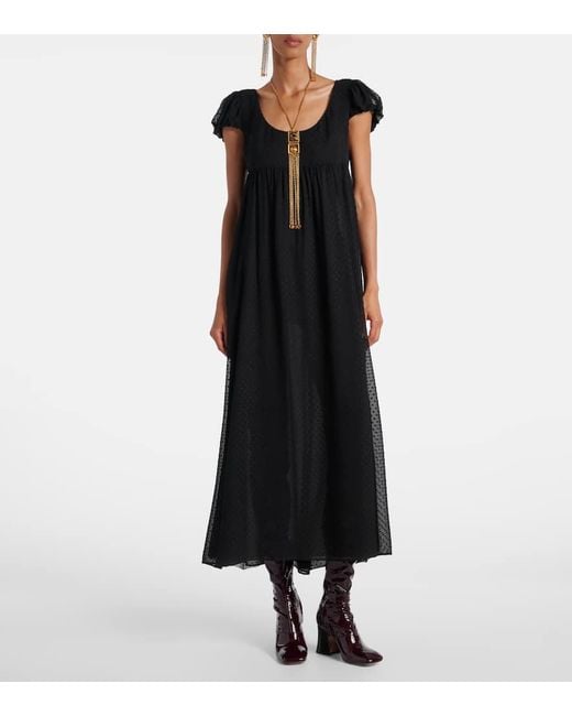 Chloé Black Silk Point D'Esprit Maxi Dress