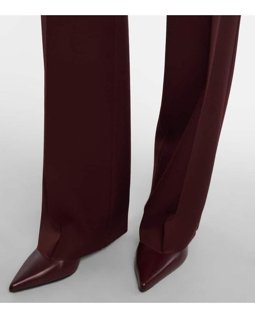 Max Mara Purple Pleated High-Rise Virgin Wool Straight Pants