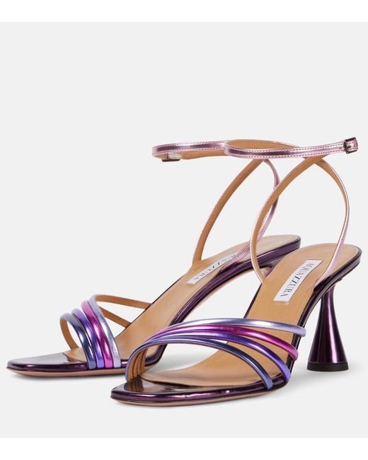 Aquazzura Metallic Latour 75 Faux Leather Sandals