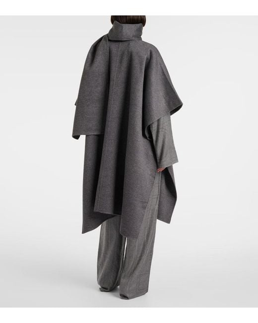 Totême  Gray Double Scarf Wool Coat