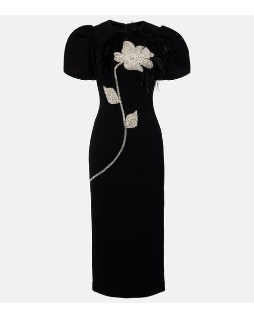 Rebecca Vallance Black Embellished Crepe Cocktail Dress