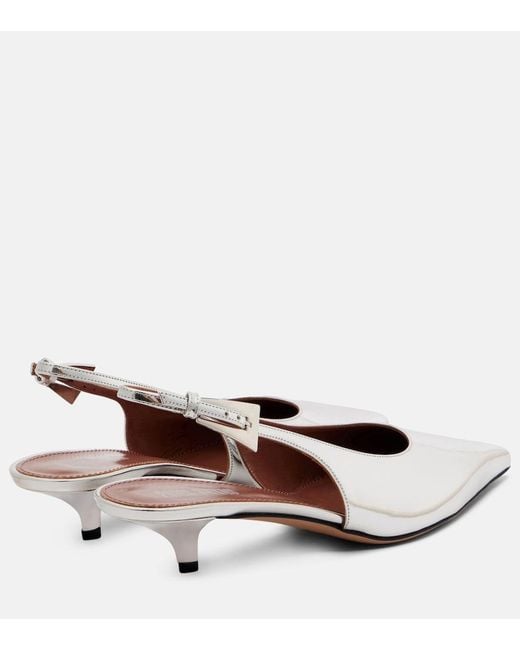 Paris Texas White Jessica Mirrored Leather Slingback Pumps