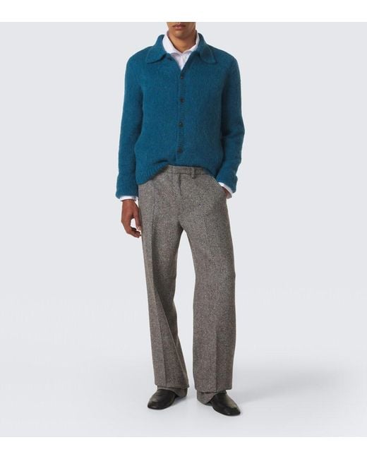 Dries Van Noten Blue Alpaca And Wool-Blend Cardigan for men