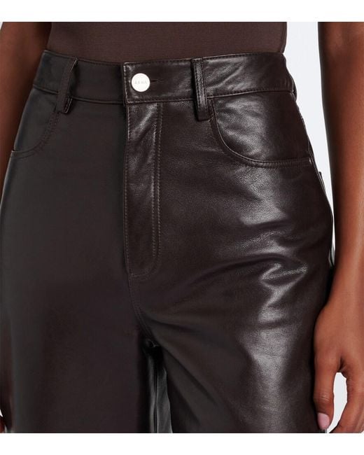 Arma Black Leather Wide-Leg Pants