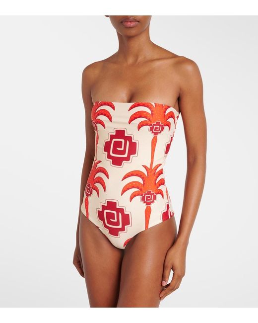 Johanna Ortiz Red Alta Mar Printed Swimsuit