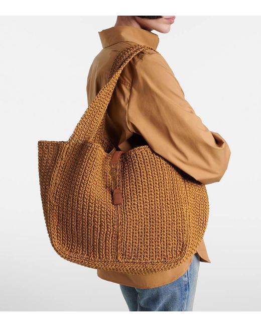 Saint Laurent Brown Le 5 A 7 Bea Large Cord Tote Bag
