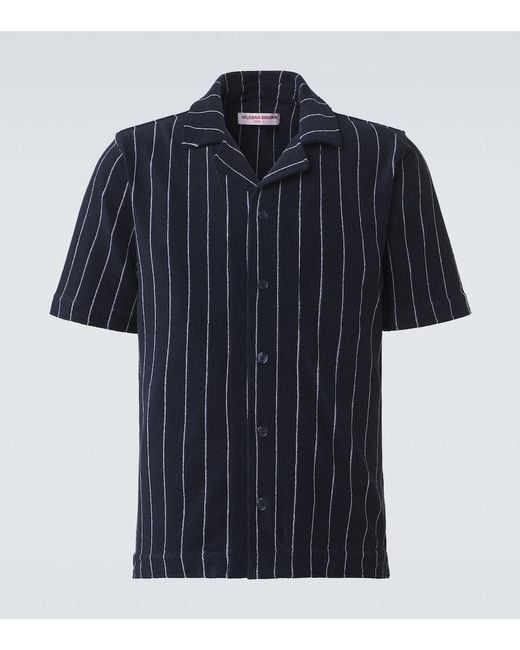 Orlebar Brown Blue Hawkin Striped Cotton Terry Shirt for men
