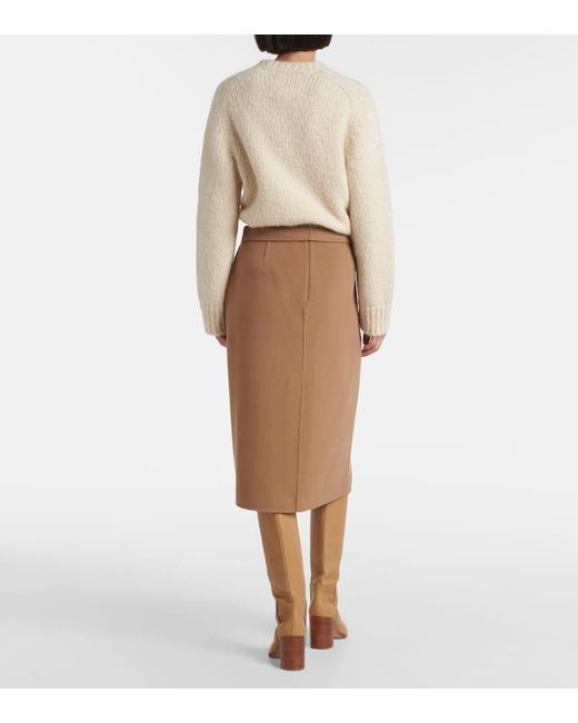 Max Mara Brown Max Mara Alec Belted Wool Midi Skirt
