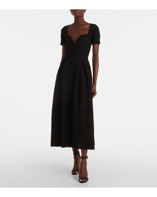 Elie Saab Black Macrame Midi Dress