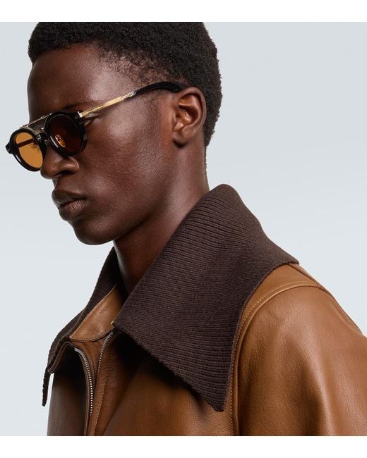 Jacques Marie Mage Brown Delage Round Sunglasses for men