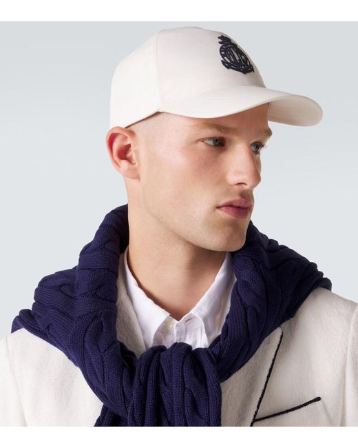 Ralph Lauren White Logo Silk And Linen Canvas Baseball Cap for men