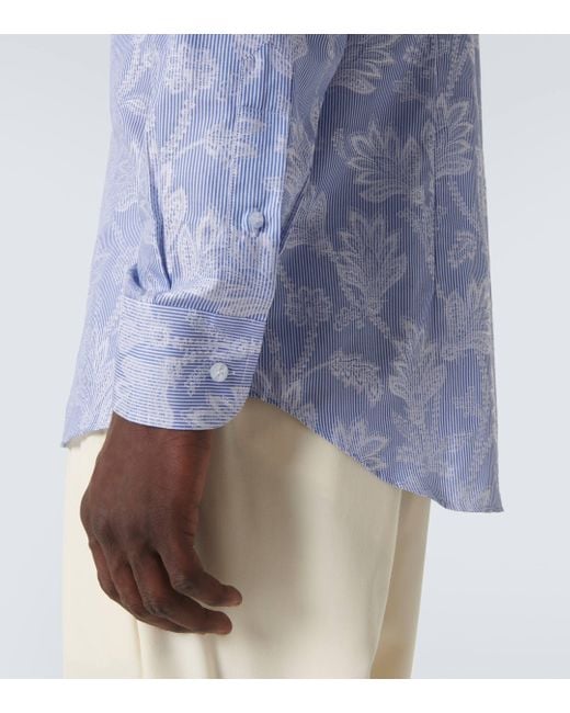 Etro Blue Floral Paisley Cotton Shirt for men