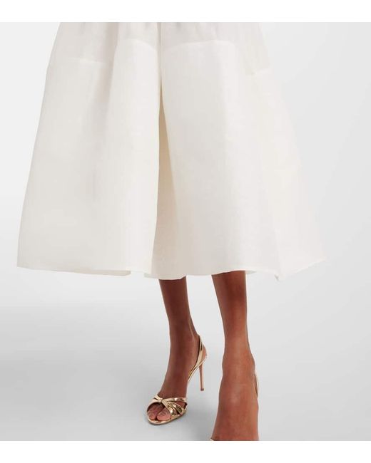 Robe Midi Dawning En Lin Et Soie Zimmermann en coloris White