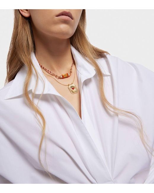 Marie Lichtenberg Metallic Halskette mit 14kt Gelbgold, Emaille und Diamanten