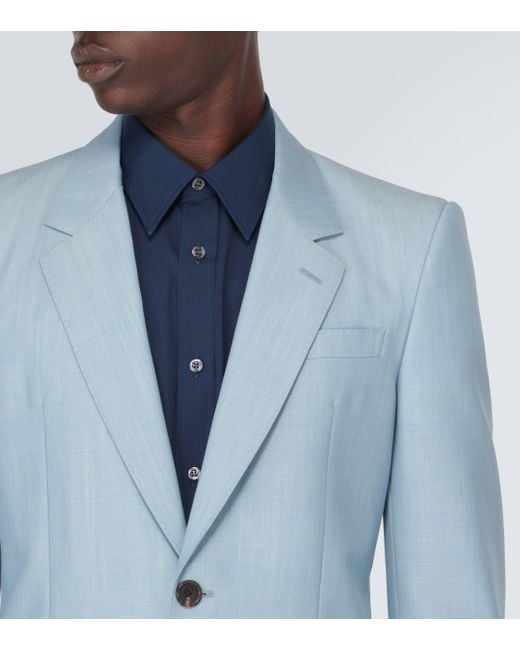 Veste de costume en laine et mohair Alexander McQueen pour homme en coloris Blue