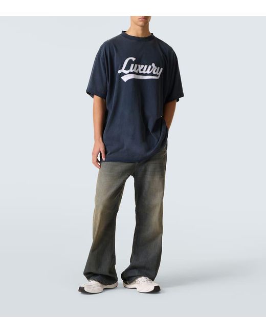 Balenciaga Blue T-Shirt With Logo for men