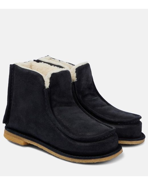 J.W. Anderson Blue Ankle Boots Aus Leder Mit Shearling
