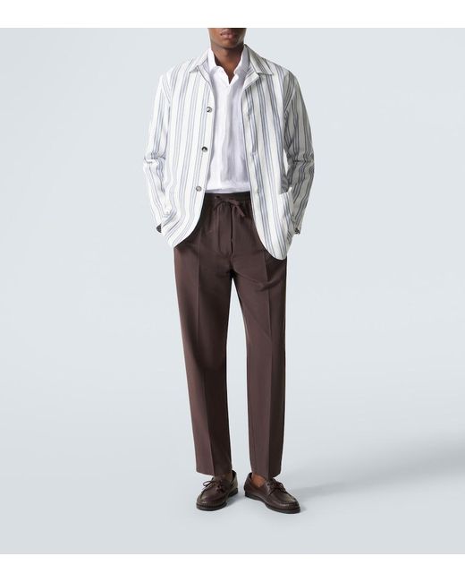 Brioni White Striped Cotton And Linen Blazer for men