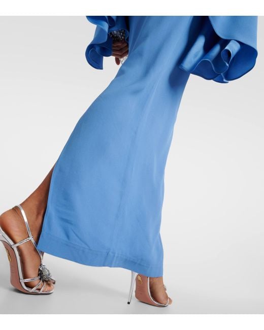 ‎Taller Marmo Blue Eolia Crepe Cady Gown
