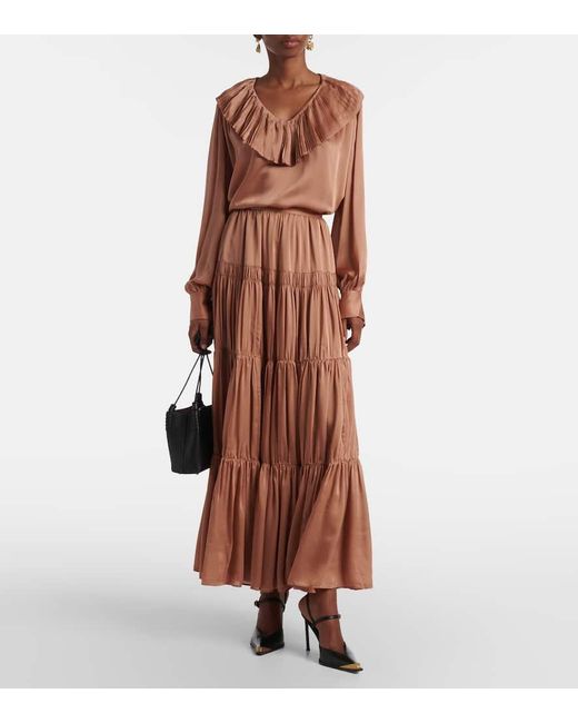 Ulla Johnson Orange Maxirock Gaelle Aus Seidensatin