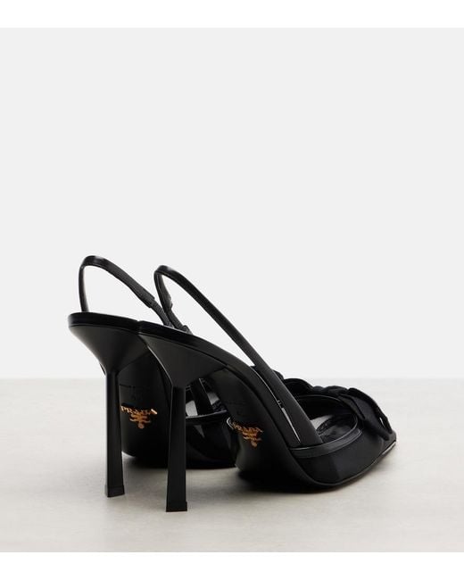 Prada Black Slingback-Pumps 100 Aus Mesh Mit Leder