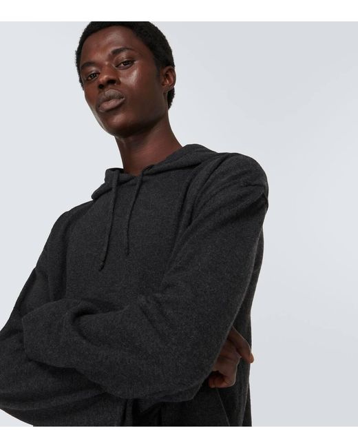 Maison Margiela Black Wool And Cashmere Hoodie for men