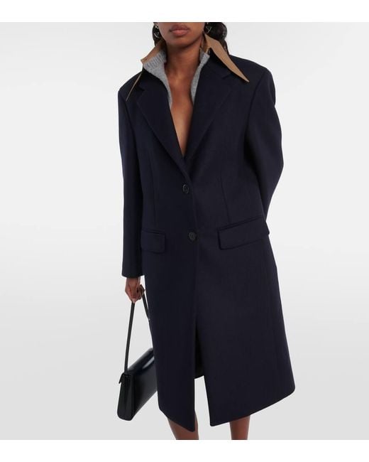 Prada Blue Mantel Aus Wolle Und Kaschmir