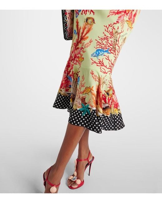 Dolce & Gabbana Multicolor Capri Printed Silk-Blend Midi Skirt