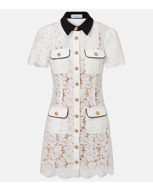 Self-Portrait White Lace Minidress