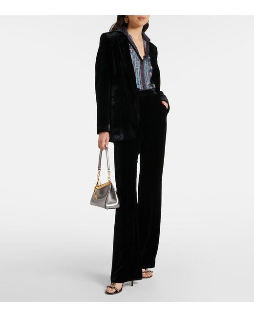 Etro Black Velvet Straight Pants