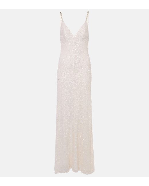 Jenny Packham White Bridal Nora Sequined Silk Gown