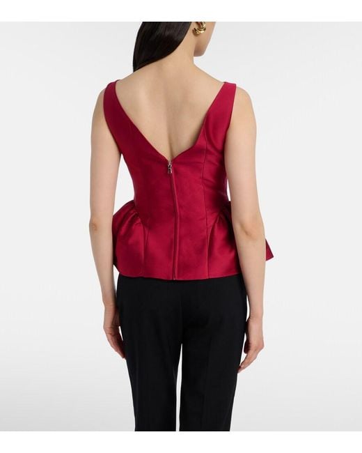 Roland Mouret Red Peplum Taffeta Top