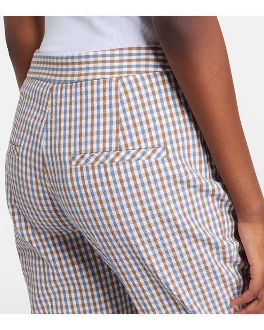 Veronica Beard Gray Gingham Seersucker Cropped Slim Pants