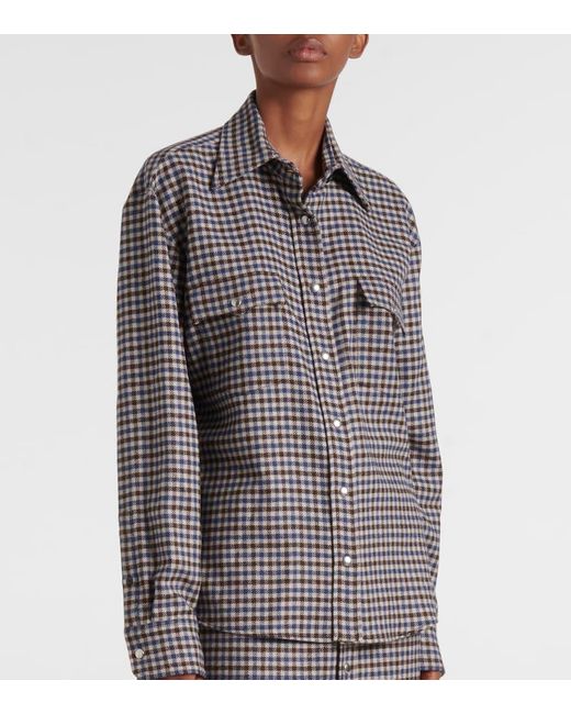 Prada Gray Checked Wool Shirt