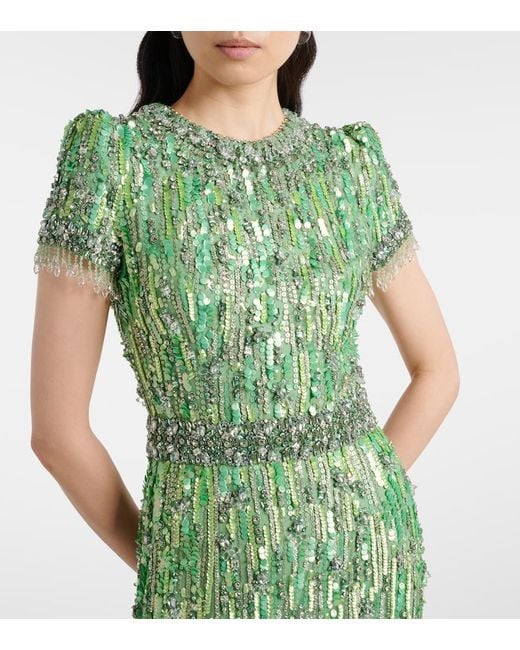Jenny Packham Green Roxy Embellished Gown