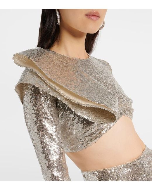 Maticevski White Cropped-Top Mit Pailletten