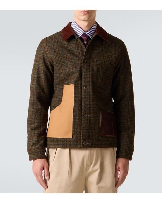 Veste En Laine Et Cuir A Carreaux Junya Watanabe pour homme en coloris Green