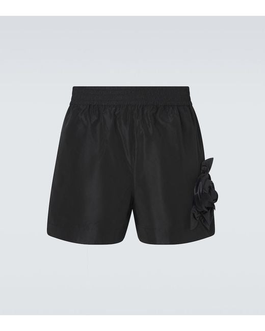 Simone Rocha Black Floral-Applique Shorts for men