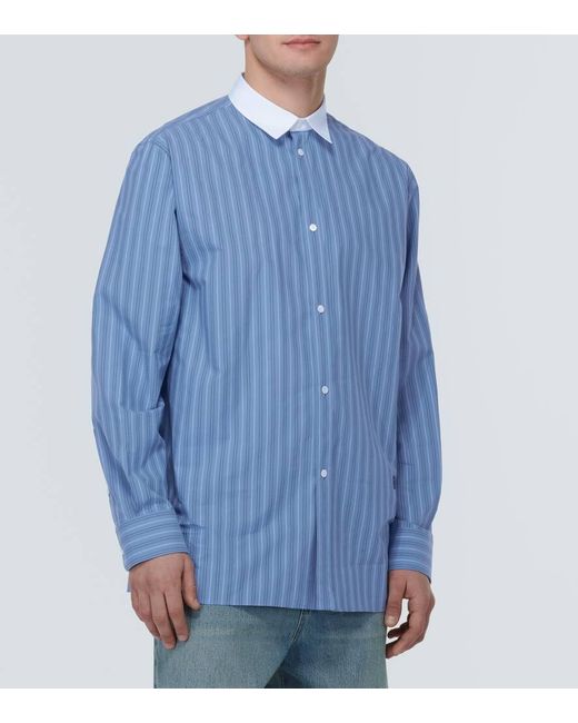 Camicia in popeline di cotone a righe di Loewe in Blue da Uomo
