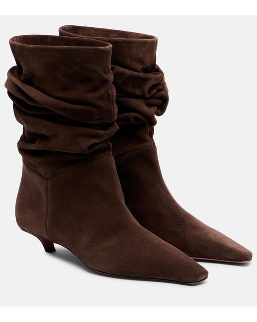 AMINA MUADDI Brown Ankle Boots Jamie 25 Aus Veloursleder