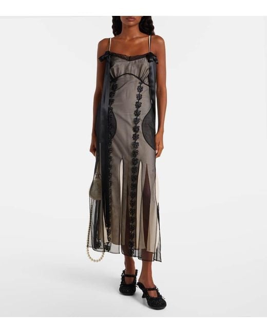 Vestido Midi Transparente Con Encaje Simone Rocha de color Black