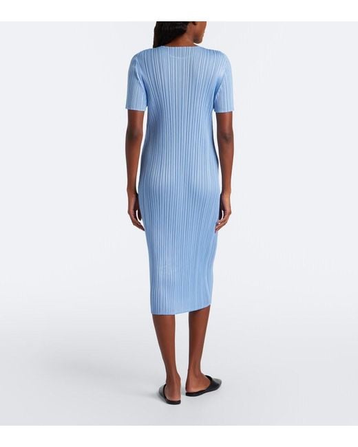 Pleats Please Issey Miyake Blue Monthly Colors: August Pleated Midi Dress