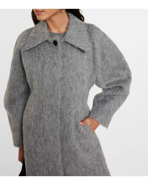 Ganni Gray Fluffy Pea Coat