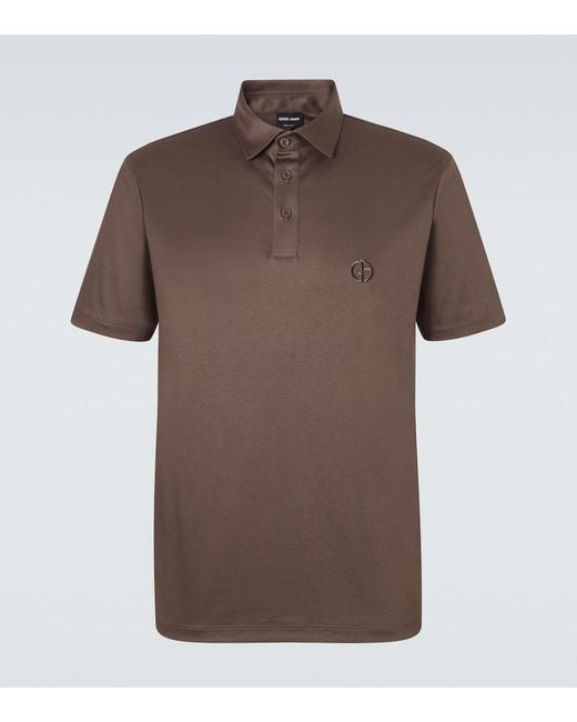Giorgio Armani Brown Logo Cotton Polo Shirt for men