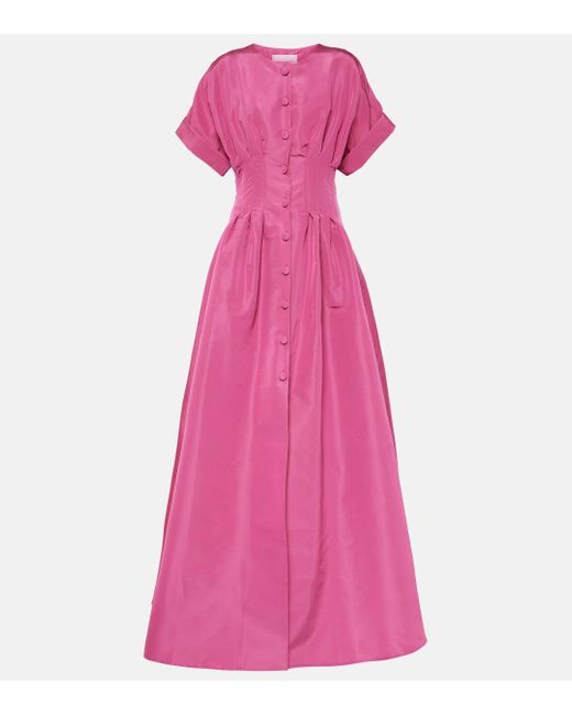 Carolina Herrera Pink Pleated Silk Gown